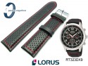 Pasek Lorus RT317AX9, RT323DX9, RT319AX9, RT373EX9, RM367CX9 skórzany, czarny czerwone przeszycie 22mm