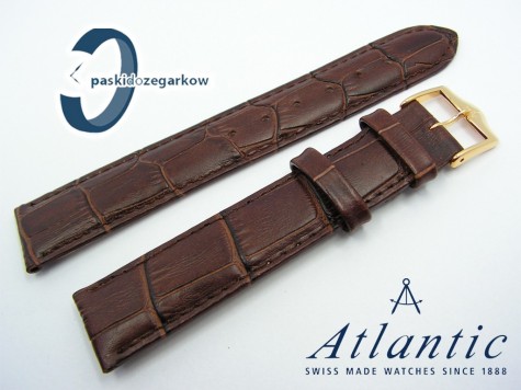 Pasek Atlantic 18 mm brazowy sprzączka w kolorze złotym