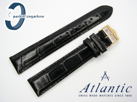  Atlantic 18 mm, czarny, sprzączka w kolorze złotym