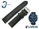 Pasek do Lorus RT303FX9, RT387BX9, czarny niebieskie przeszycie 22 mm