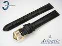 Pasek Atlantic skórzany czarny 14 mm sprzączka w kolorze złotym