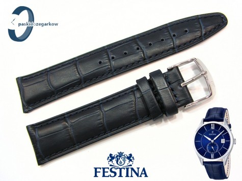 Pasek Festina F16872 skórzany granatowy 21 mm