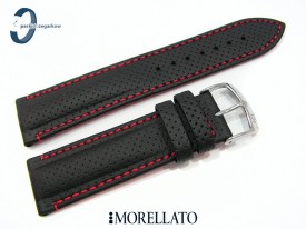 Pasek Morellato RACE czarny skórzany czerwone przeszycie 