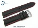 Pasek Morellato RACE czarny skórzany czerwone przeszycie 22 mm
