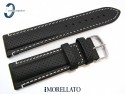 Pasek Morellato RACE czarny skórzany białe przeszycie 22 mm