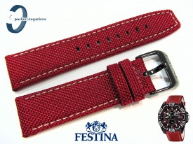Pasek Festina F16584 skórzano-materiałowy w kolorze czerwonym 24 mm