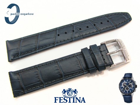 Pasek Festina F20201 skórzany granatowy 21 mm