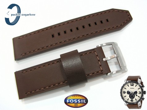 Pasek Fossil JR1390 brązowy skórzany 24 mm