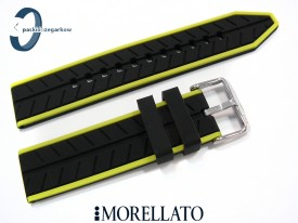 Pasek Morellato SESIA silikonowy 22 mm czarny zielony akcent
