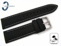 Pasek Horido silikonowy czarny z białym przeszyciem 22 mm