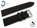 Pasek HORIDO silikonowy czarny z czerwonym przeszyciem 22 mm