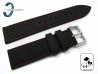 Pasek HORIDO silikonowy czarny z czerwonym przeszyciem 22 mm