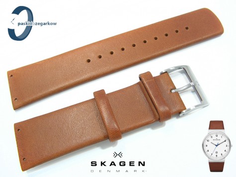 Pasek do zegarka SKAGEN SKW6082 skórzany brązowy