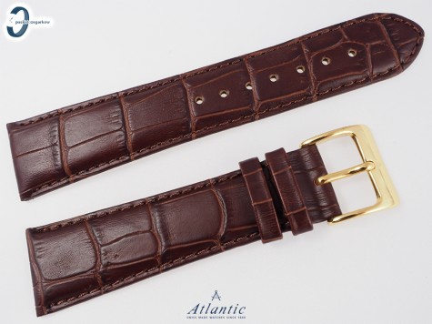 Pasek Atlantic 24 mm skórzany brązowy złota klamra