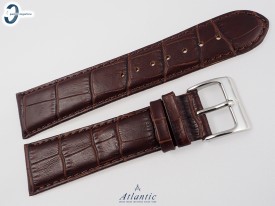 Pasek Atlantic 24 mm skórzany brązowy srebrna klamra