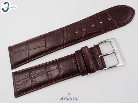 Pasek Atlantic 24 mm skórzany brązowy srebrna klamra