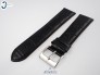 Pasek Atlantic 24 mm skórzany czarny srebrna klamra