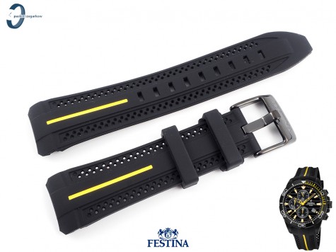 Pasek Festina F20366 czarny gumowy żółty akcent