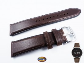 Pasek Fossil FTW4015 skórzano-gumowy 22 mm brązowy