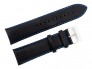 Pasek do zegarka skórzany 24 mm czarny niebieska nić