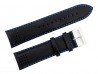 Pasek do zegarka skórzany 24 mm czarny niebieska nić
