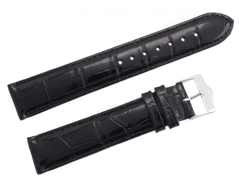 Pasek Atlantic 19 mm czarny srebrna sprzączka