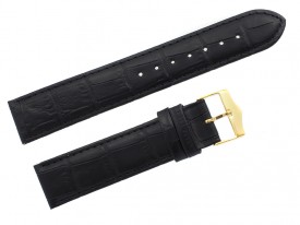 Pasek Atlantic 19 mm czarny złota klamra