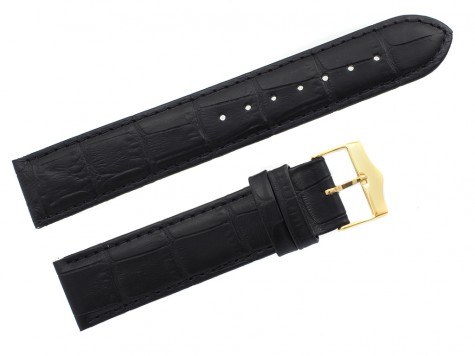 Pasek Atlantic 19 mm czarny złota klamra