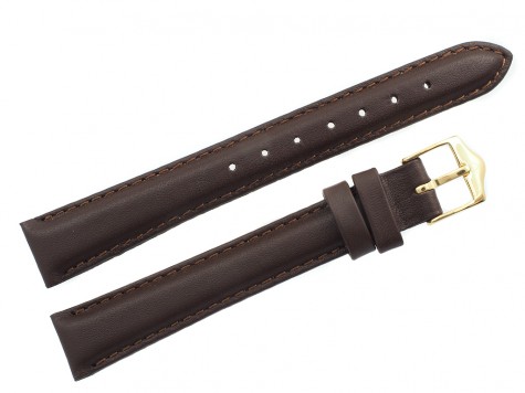 Pasek Atlantic 14 mm brązowy gładki złota klamra