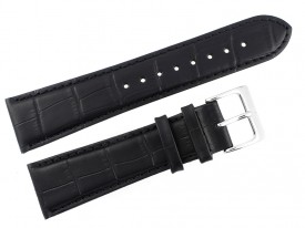Pasek Atlantic 24 mm czarny srebrna klamra