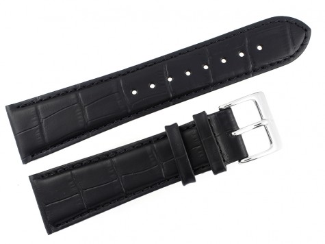 Pasek Atlantic 24 mm czarny srebrna klamra