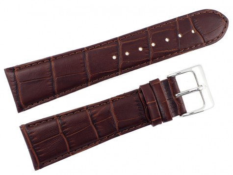 Pasek Atlantic 24 mm brązowy srebrna klamra
