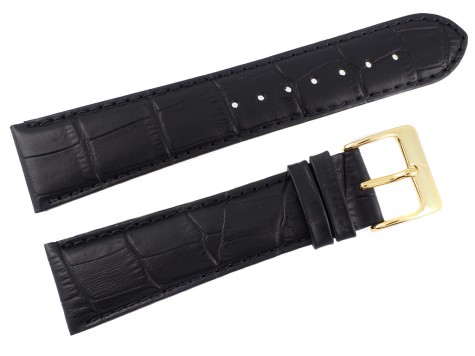 Pasek Atlantic 24 mm czarny złota klamra