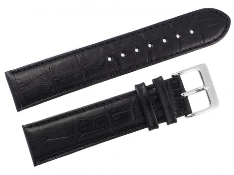 Pasek Atlantic 21 mm czarny srebrna klamra