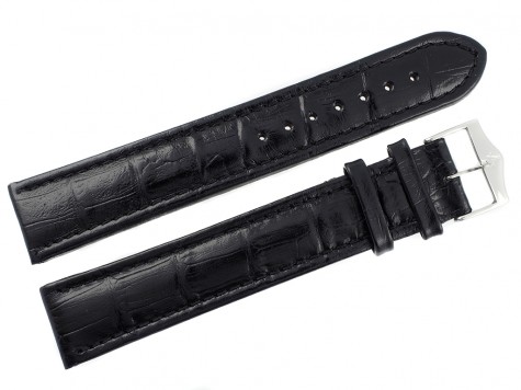 Pasek Atlantic 21 mm czarny srebrna klamra XL