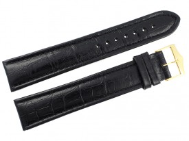 Pasek Atlantic 22 mm czarny złota klamra XL