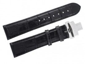 Pasek Atlantic 22 mm czarny zapięcie srebrne