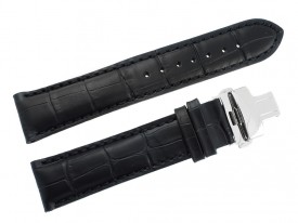 Pasek Atlantic 22 mm czarny zapięcie srebrne