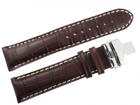 Pasek Atlantic 22 mm brązowy zapięcie srebrne