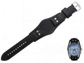 Pasek do Fossil CH2564 skórzany czarny z podkładką 22 mm