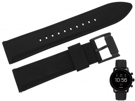 Pasek Fossil BQD1000 czarny gumowy 22 mm oryginał