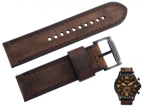 Pasek Fossil JR1487 skórzany ciemny brąz 24 mm